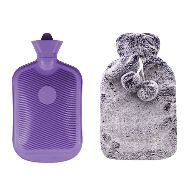 Classic Rubber Hot Water Bottle Plush Cover Set