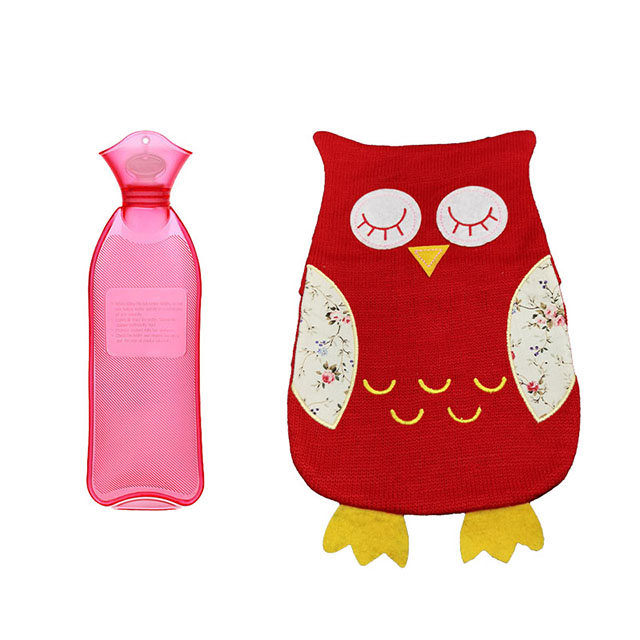 Classic Hot Water Bottle With Owl Soft Knit Cover