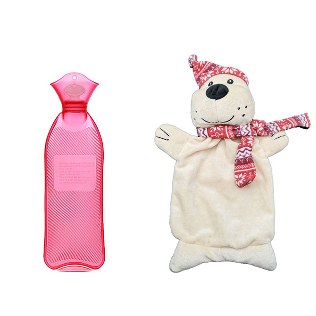 Reusable Hot Water Bottle With Soft Bear Cover